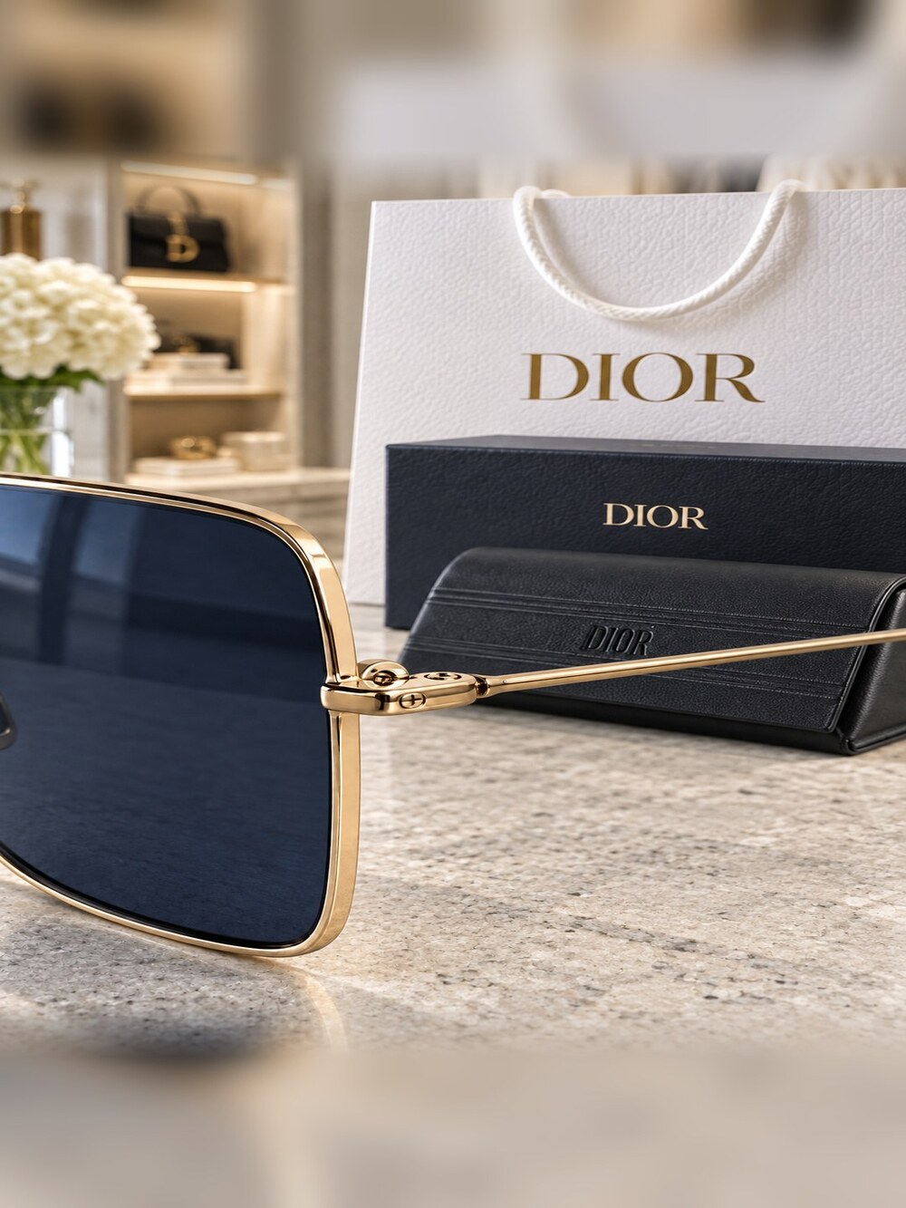 Dior Gold Frame Square Sunglasses - Picture 4 of 6
